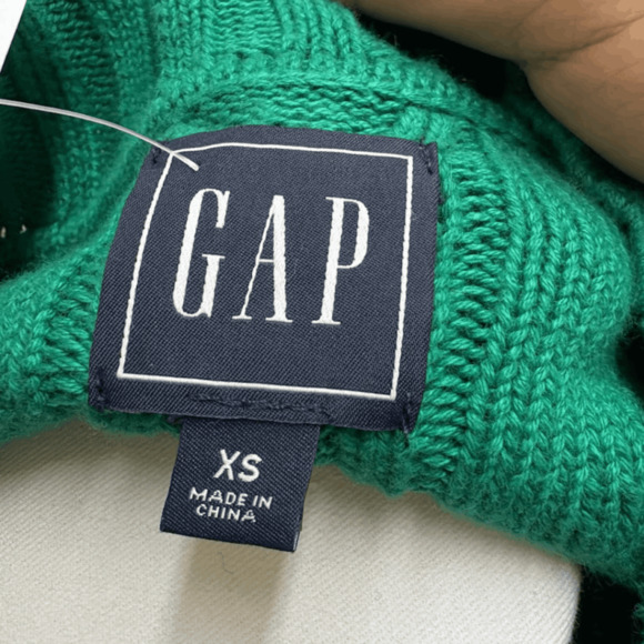 Gap Cable Knit Sweater | Green Cotton | Size XS | Vintage - Picture 3 of 4